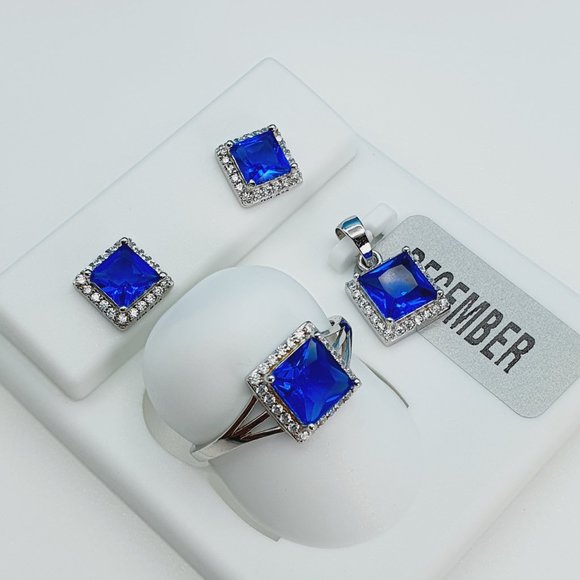 "925 Sterling Silver Cubic Zircon Birthstone Jewelry Set, UU1P7A7072 - Picture 8 of 8